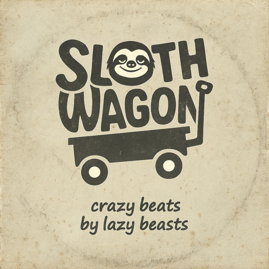 Original and official logo of Sloth Wagon. Original cover art for Crazy Beats by Lazy Beasts. Copyright © 2026 Sloth Wagon. All rights reserved.